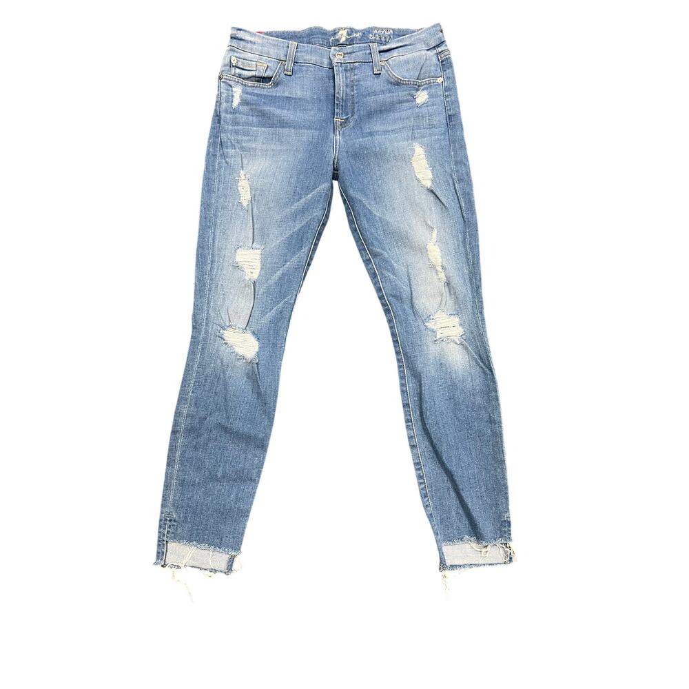 Seven for All Mankind Distressed Ankle Cuffed Skinny Jean Women’s 29